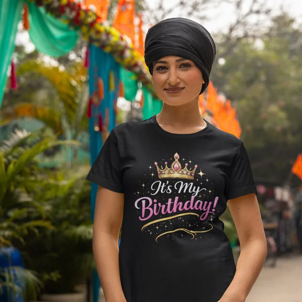 It’s My Birthday Crown Graphic T-Shirt – Birthday Girl Celebration Party Shirt f - Picture 3 of 3